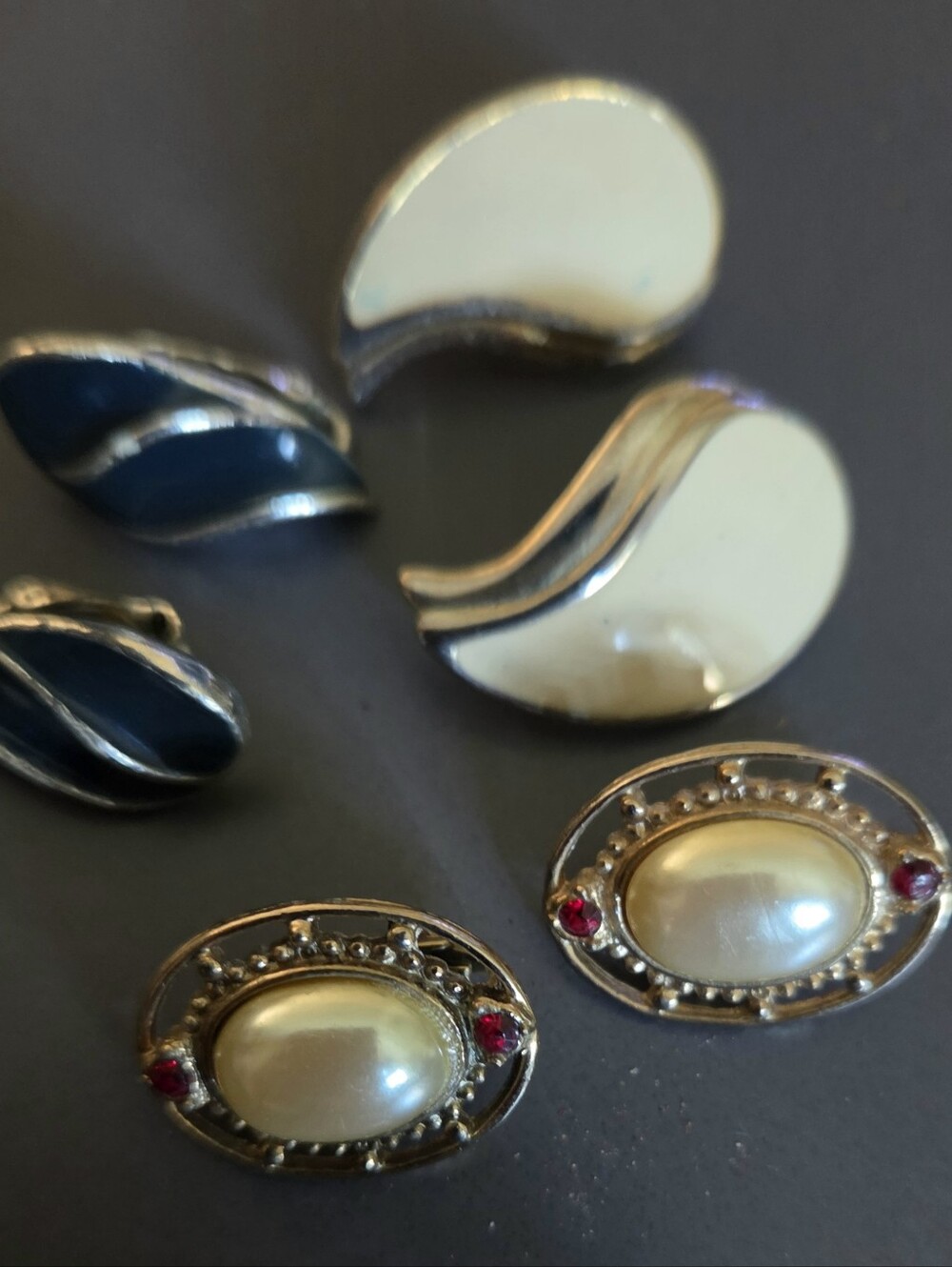3 (Three)Pairs Costume Jewelry Clip-On Earrings
